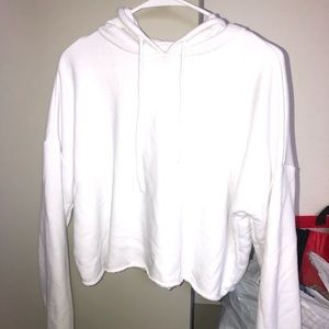 Aerie cropped white hoodie, size Medium